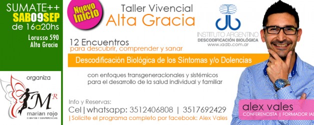 Sábado 9-09 Sumate al Taller Vivencial de Descodificación Biológica en Alta Gracia