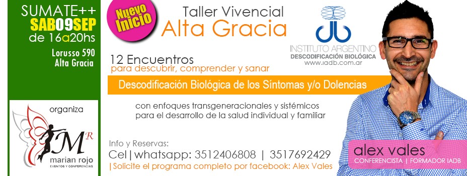 Sábado 9-09 Sumate al Taller Vivencial de Descodificación Biológica en Alta Gracia