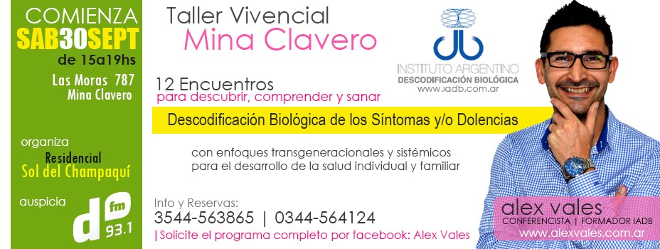 Sábado 30-9 Inicia Taller Vivencial de Descodificación Biológica en Mina Clavero